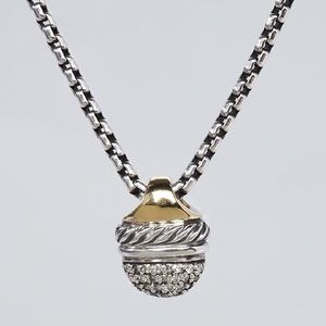 Authentic David Yurman pavé diamond acorn necklace